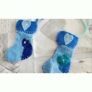 Set of 2 Mini Stocking Felt Christmas Decorations