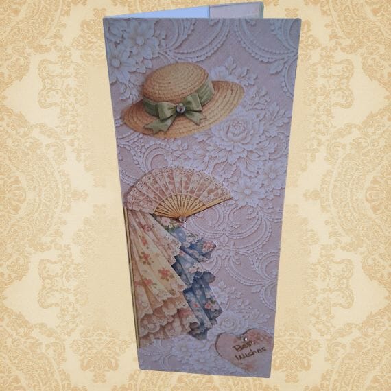 Card for a Female, vintage fashion theme with Best Wishes Sentiment - Image 4