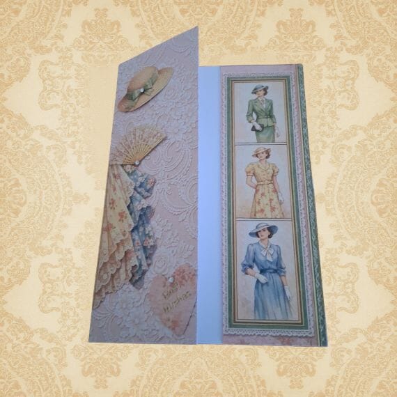 Card for a Female, vintage fashion theme with Best Wishes Sentiment - Image 2