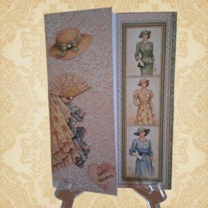 Card for a female with vintage fashion theme and Best Wishes sentiment v1 peaches and cream colours