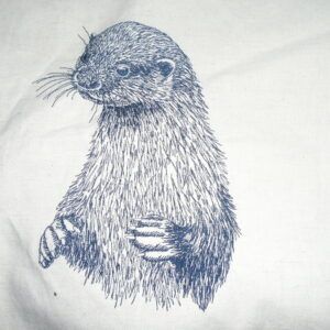 Unique Machine Embroidery Otter Design for Nature Lovers tote bag ,cushion cover