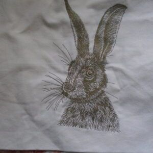 Unique Machine Embroidery Hare Design for Nature Lovers – Perfect for Tote Bags and Cushion Covers