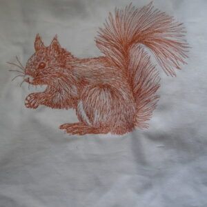 Unique red Squirrel Machine Embroidery Design for Nature Lovers tote bag, cushion cover. picture