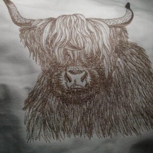 Charming Highland Cow Tote Bag or Cushion – Rustic Elegance for Your Home & Style a finished product