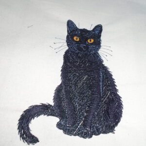 Chic Black Cat Sitting Design Tote Bag or Cushion Cover