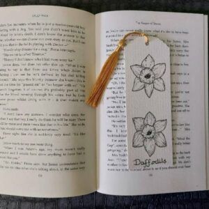 Daffodils Bookmark with gold tassel