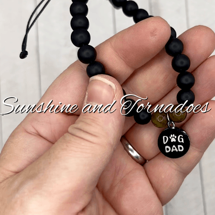 Dog Dad Adjustable Bracelet – Matte Obsidian & Tiger’s Eye Beaded Bracelet, Stainless Steel Dog Dad Charm, Men's Crystal Bracelet, Pet Lover Gift. - Image 9