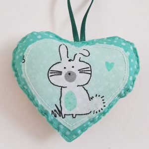 Double-Sided Bunny Hanging Heart Decoration - Handmade Gift