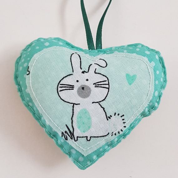 Double-Sided Bunny Hanging Heart Decoration - Handmade Gift