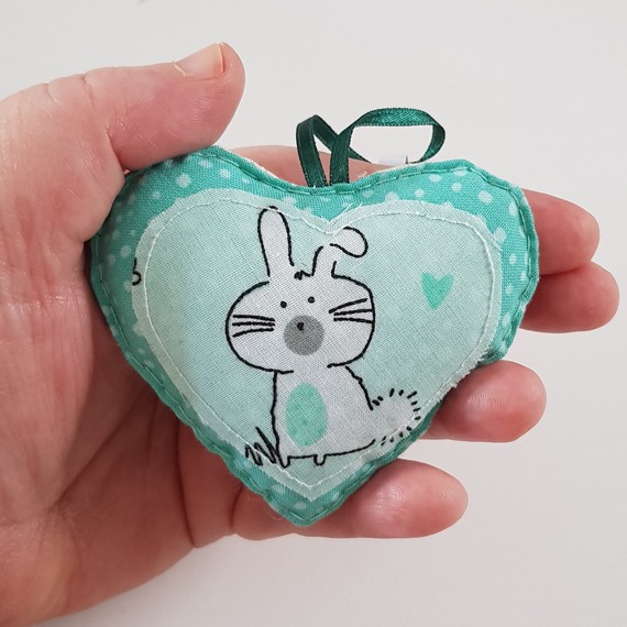 Double-Sided Bunny Hanging Heart Decoration - Handmade Gift