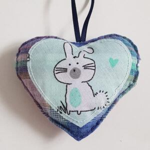 Double-Sided Bunny Hanging Heart Decoration - Handmade Gift