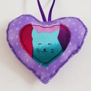 Double-Sided Cat Hanging Heart Decoration - Handmade Gift