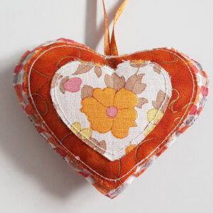Double-Sided Floral Hanging Heart Decoration - Handmade Gift