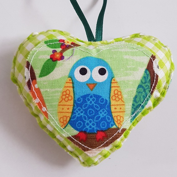Double-Sided Owl Hanging Heart Decoration - Handmade Gift