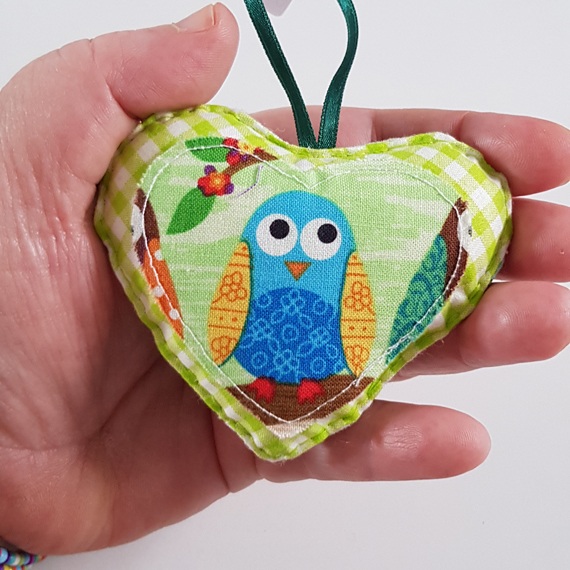 Double-Sided Owl Hanging Heart Decoration - Handmade Gift