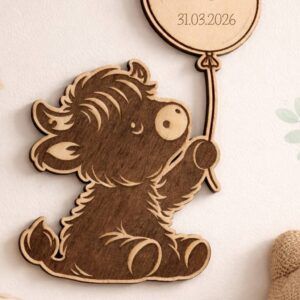 Personalised Highland Cow Nursery Sign | Wooden Baby Room Wall Decor | Custom Name and Birth Date | New Baby Gift
