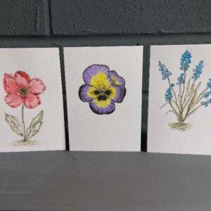 Set of 3 A6 notelets featuring various floral illustrations