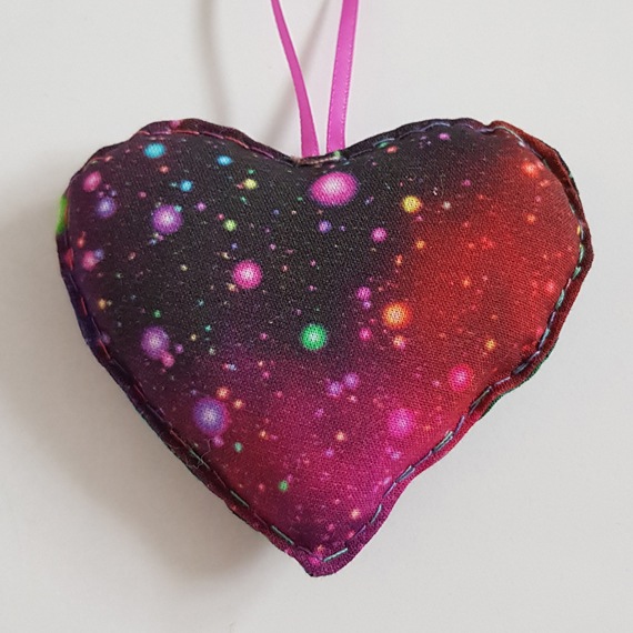 Galaxy Hanging Heart Decoration - Handmade Double-Sided Gift