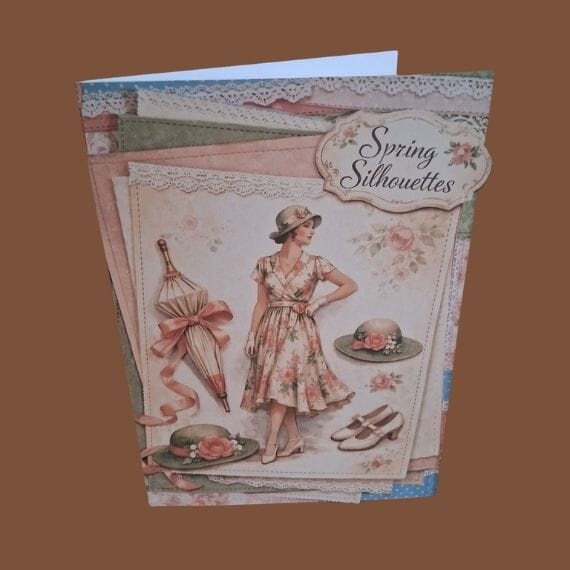 Greetings card for a female who likes fashion, muted shades of peaches and cream