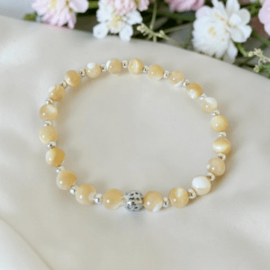 Beige & Cream Mother of Pearl Stretch Bracelet
