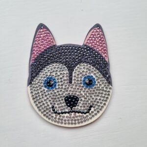 Husky Dog Diamond Art Coaster – Sparkling Elegance for Your Table