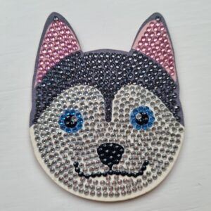 Husky Dog Diamond Art Coaster – Sparkling Elegance for Your Table