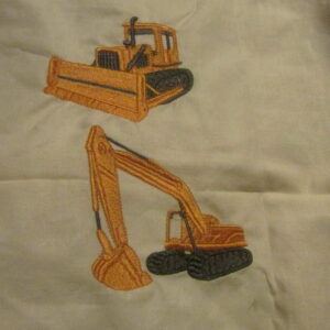 Custom Digger and Dozer they will be embroidered Fabric for you to sew or stick T-Shirts .