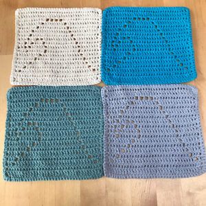 Crochet Recycled Cotton Face Cloth with Wave Motif
