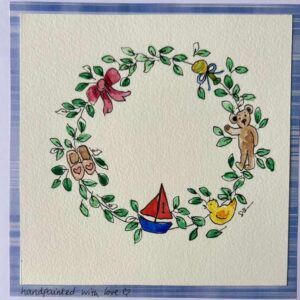 Handpainted first birthday card