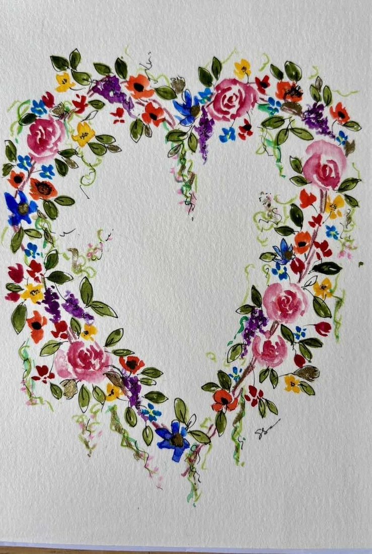 Floral Heart : A5 blank card