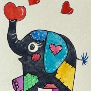 Patchwork Elephant with love hearts