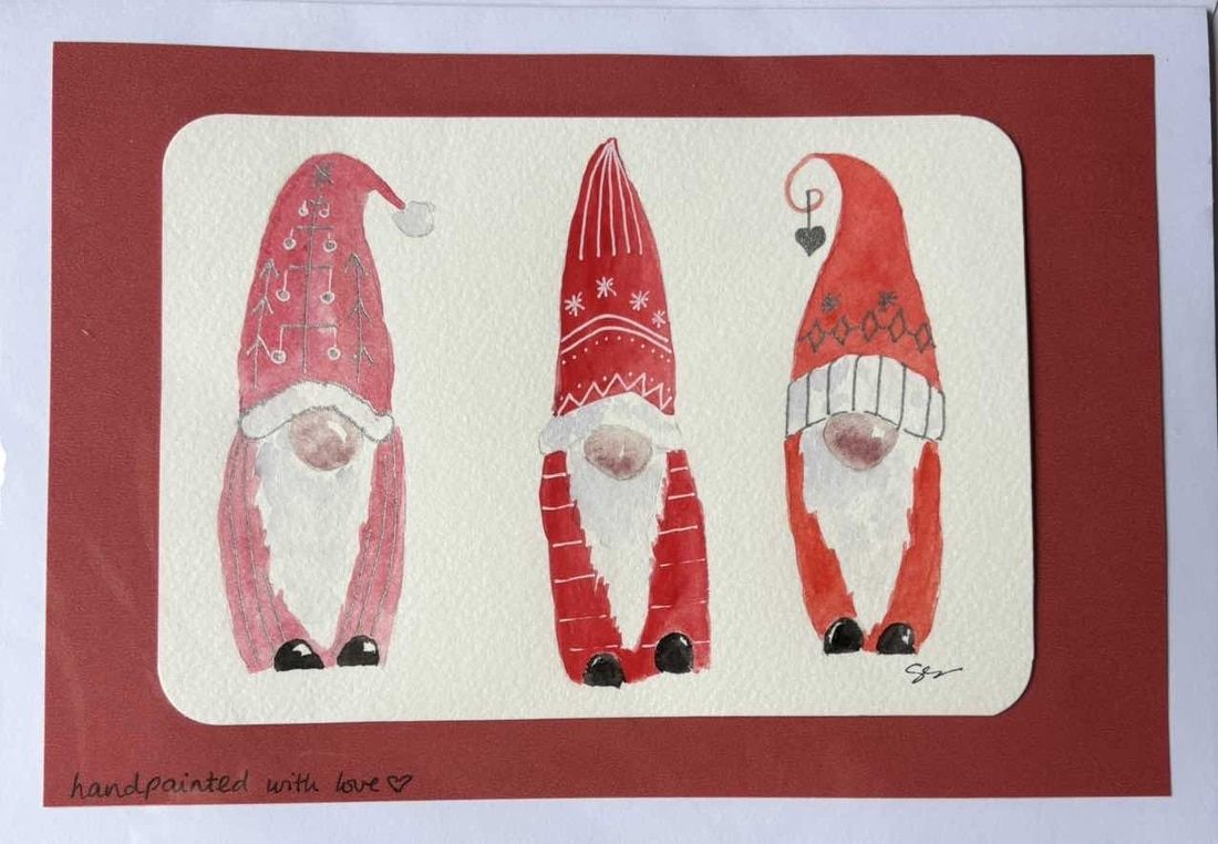 Red Gnomes : A5 size blank card