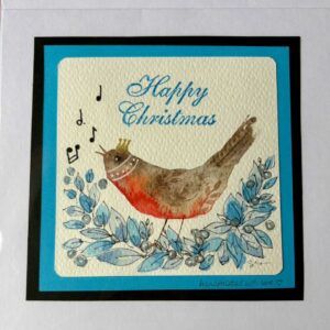 Enchanting Christmas Card: Robin in Gold Crown