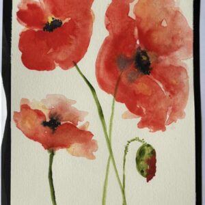 A5 Handpainted Poppy Flower Greeting Card – Personalizable