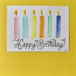 Vibrant Yellow Hand-Painted Birthday Card with Candles