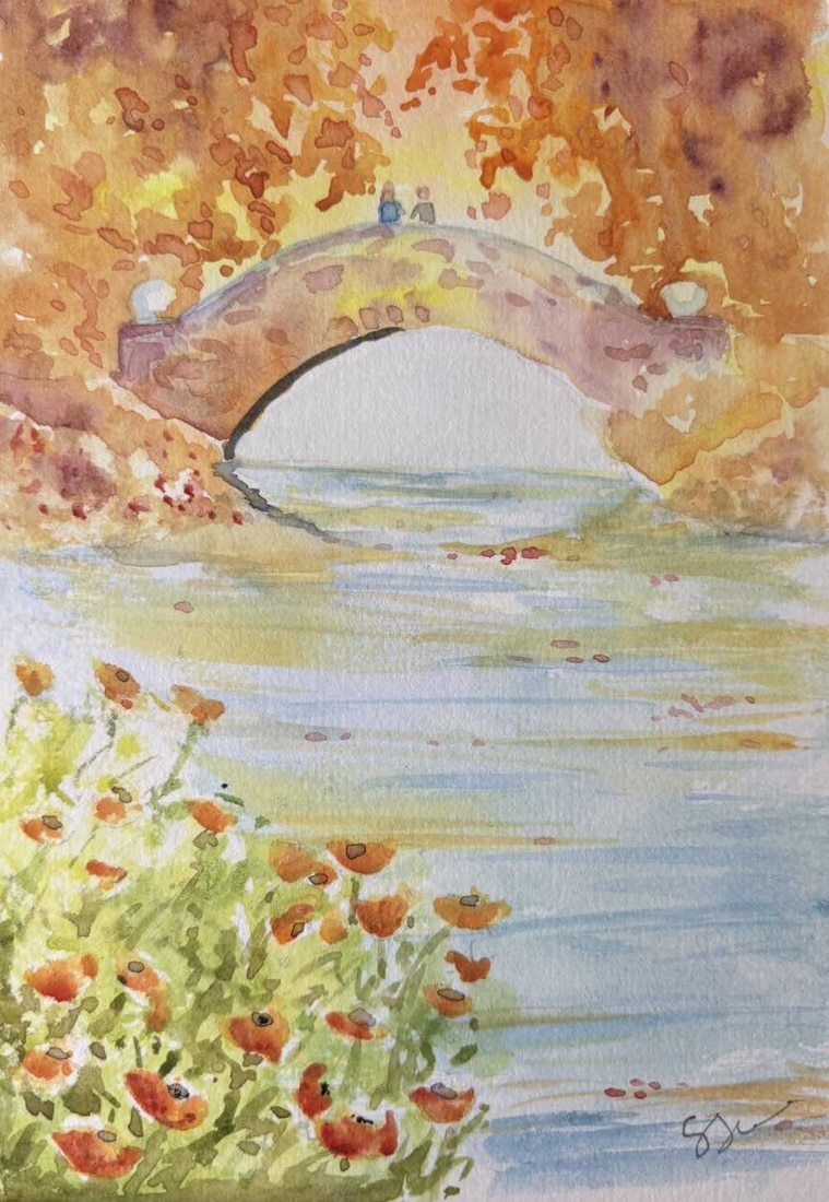 Hand-Painted Autumn Scene A5 Card: Perfect for Any Occasion