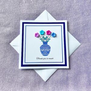 Handmade Thank You Card with Button Flower Vase