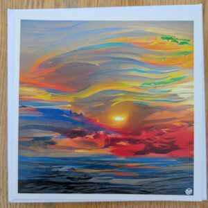 Sea sunset Blank Greeting Card Featuring Original Art by Emma Major