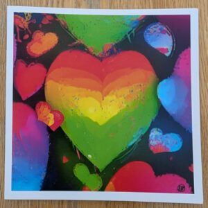 Rainbow Heart Blank Greeting Card Featuring Original Art by Emma Major