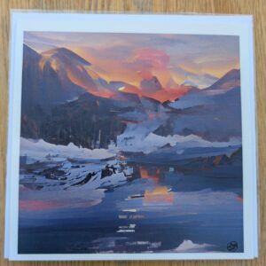 Fjord Sunset Blank Greeting Card Featuring Original Art by Emma Major
