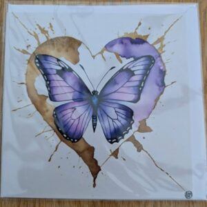 Butterfly Heart Blank Greeting Card Featuring Original Art by Emma Major