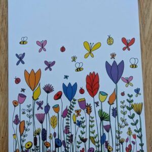 Flowers rectangle Blank Greeting Card Featuring Original Art by Emma Major