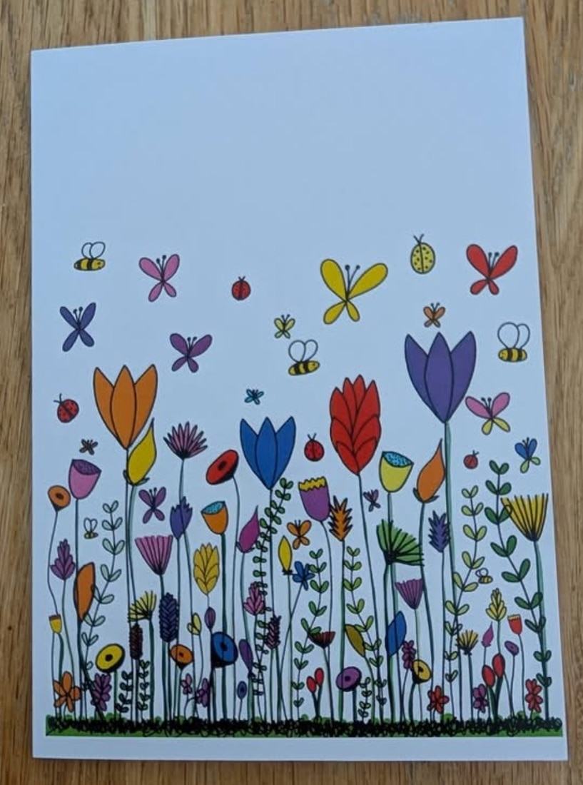 Flowers rectangle Blank Greeting Card Featuring Original Art by Emma Major