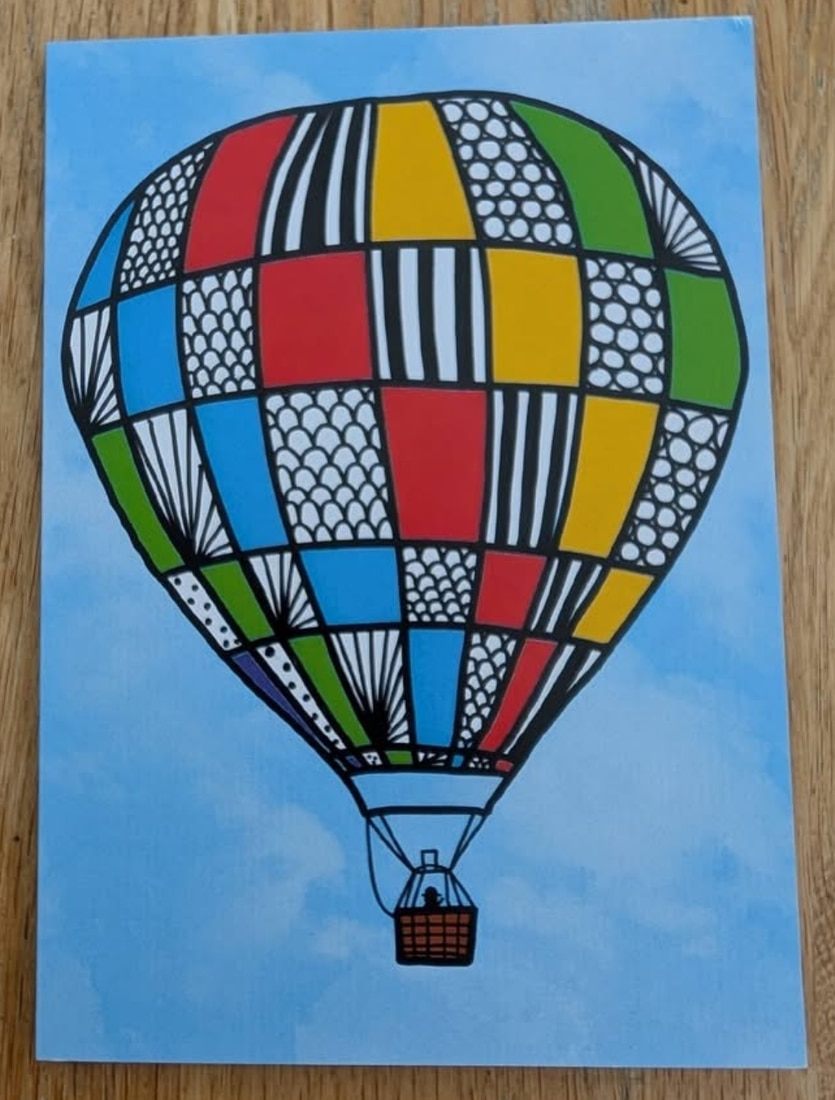 Little Guy balloon rectangle Blank Greeting Card Featuring Original Art by Emma Major - Image 2