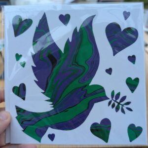 Blue dove Blank Greeting Card Featuring Original Art by Emma Major