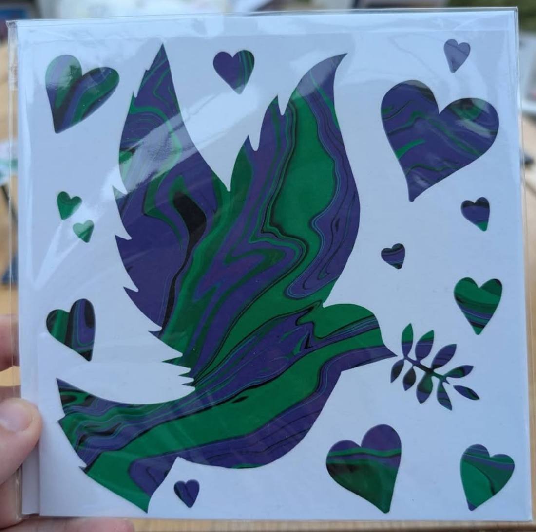 Blue dove Blank Greeting Card Featuring Original Art by Emma Major