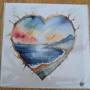 Sea Heart Blank Greeting Card Featuring Original Art by Emma Major
