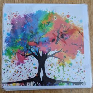 Rainbow Tree Blank Greeting Card Featuring Original Art by Emma Major
