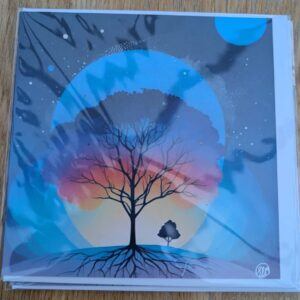 Blue Tree Blank Greeting Card Featuring Original Art by Emma Major