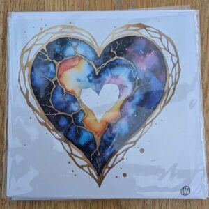 Space Heart Blank Greeting Card Featuring Original Art by Emma Major